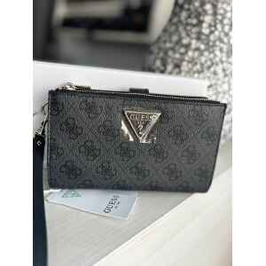 GUESS LAUREL II COAL LOGO DOUBLE ZIP PURSE