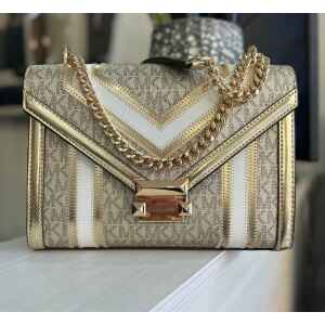 MK WHITNEY FLAP CHAIN SHOULDER BAG PALE GOLD