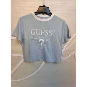 GUESS LIGHT BLUE T- SHIRT WHITE NECK