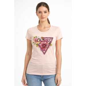 GUESS PINK T-SHIRT WITH ROSES