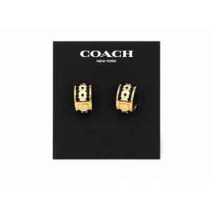 COACH EARRINGS BLACK HOOPS