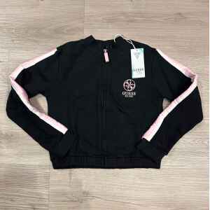 GUESS BLACK ZIP UP PINK LOGO