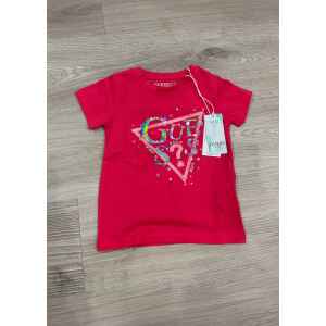 GUESS FUCSIA T-SHIRT SILVER LOGO