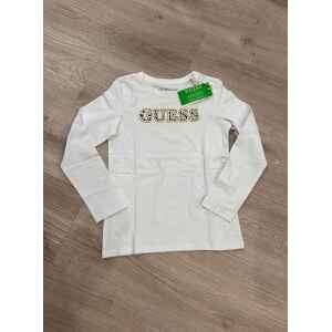 GUESS WHITE LONG SLEEVE T SHIRT COW GOLD LOGO
