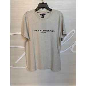 TH HEATHERED OATMILK TOMMY LOGO TEE