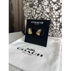 COACH EARRINGS BLACK HOOPS