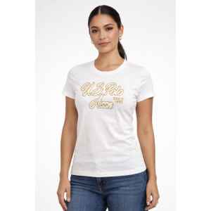 U.S POLO WHITE T-SHIRT GOLD LOGO