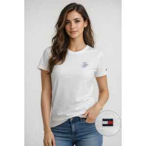 TH ECRU T-SHIRT BLUE LOGO