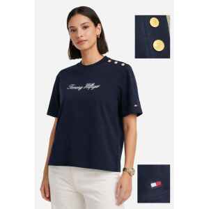 TH NAVY BLUE T-SHIRT GOLD BOTTONS