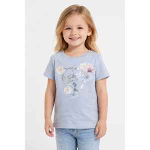 GUESS LIGHT BLUE T-SHIRT SILVER LOGO