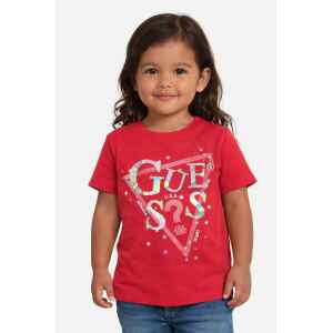 GUESS FUCSIA T-SHIRT SILVER LOGO