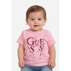 GUESS PINK T-SHIRT GLITTER LOGO