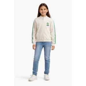 GUESS BEIGE ZIP UP GREEN LOGO