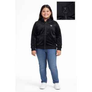 GUESS BLACK ZIP UP SILVER LOGO