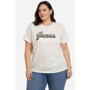 GUESS BEIGE T-SHIRT  BLACK LOGO