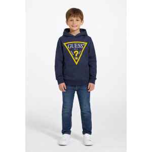 GUESS NAVY JUMPER YELLOW LOGO