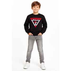 GUESS BLACK SWEATSHIRT LOGO RED&WHITE