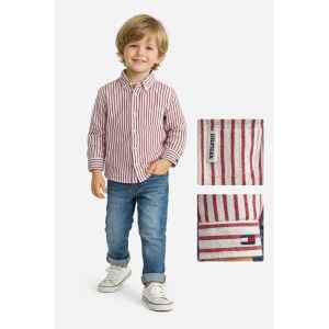 TH LINEN BLEND RED STRIPE SHIRT