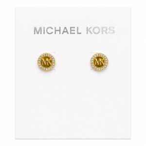 MK LOGO STUD GOLD EARRINGS