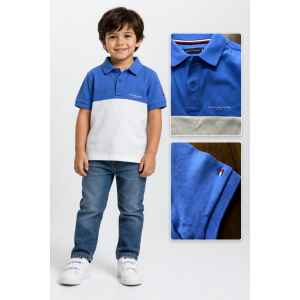TH HALF BLUE HALF WHITE POLO SHIRT