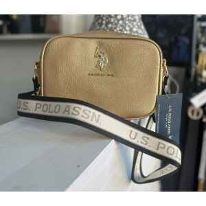 U.S POLO GOLD CROSSBODY  BLACK STRAP