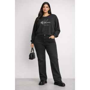 CK WOMAN TOP BLACK GREY LOGO