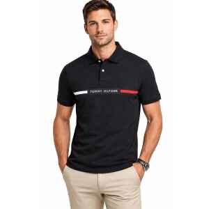 TH BLACK CHEST INSERT REGULAR FIT POLO