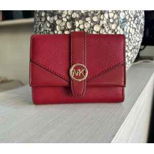 MK CHERRY MEDIUM TRIFOLD LEATHER PURSE