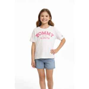 TH WHITE TSHIRT FUCHSIA LETTERS FLAG