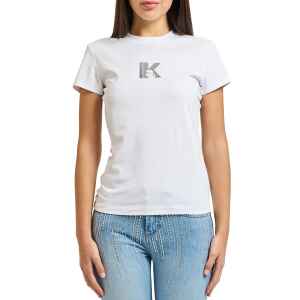 KARL LAGERFELD JEANS WHITE SLIM T-SHIRT 'K' LOGO