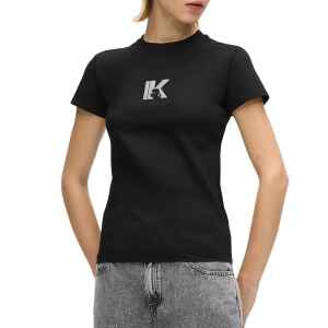 KARL LAGERFELD JEANS BLACK SLIM T-SHIRT 'K' LOGO