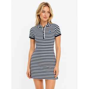 US.POLO. POLOSHIRT DRESS STRIPED NAVY/WHITE