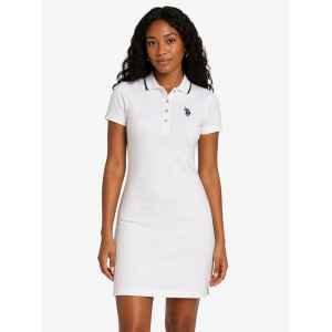 US.POLO. POLOSHIRT DRESS WHITE