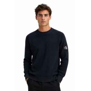 CK WOOL DARK GREY SWEATER LOGO ARM