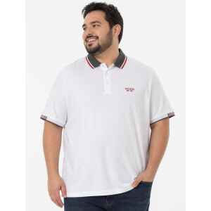GUESS WHITE POLO SHIRT GRAY/RED/WHITE NECK