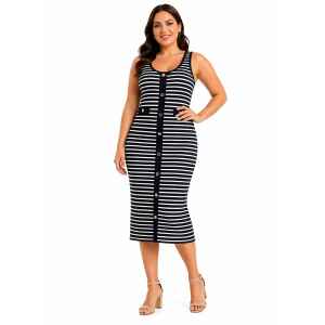 MK MIDNIGHT BLUE DRESS WHITE STRIPES