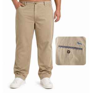 HB TROUSSER BEIGE BLUE DETAIL POCKET
