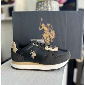 US.POLO. BLACK/GOLD TRAINERS