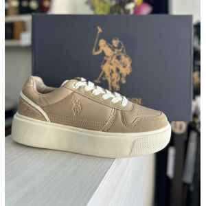 US.POLO BEIGE/GOLD TRAINERS