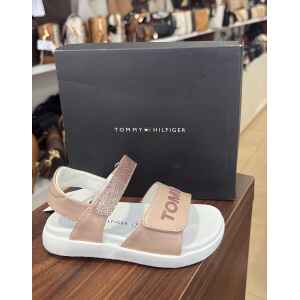 TH PINK VELCRO SANDAL GLITTER LOGO
