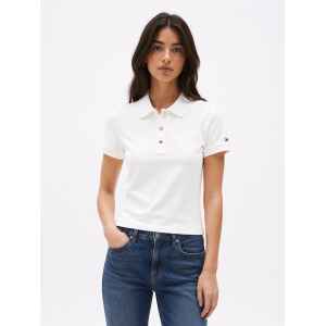 TH GOLD BUTTON SLIM POLO WHITE