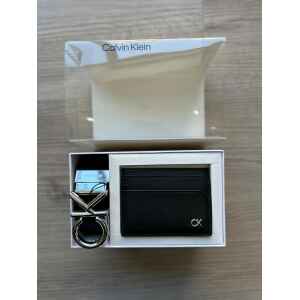 CK SET BELT/METAL CARDHOLDER