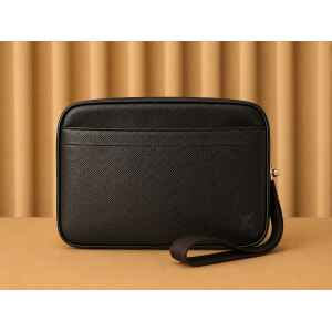 PRE-OWNED LOUIS VUITTON KALGA AIGA AIDROSE BLACK CLUTCH