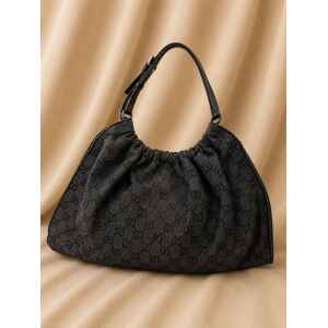 PRE-OWNED GUCCI GG BLACK CANVAS/LEATHER BAG