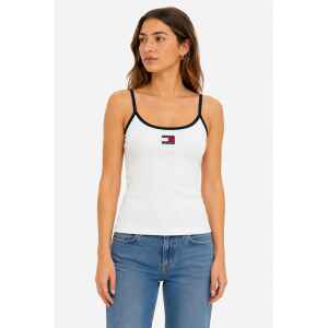 TJ SLIM BADGE STRAPPY TOP ECRU