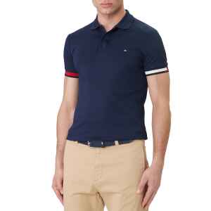 TH CUFF COTTON SLIM POLO NAVY BLUE