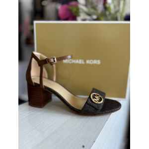 MK HANNAH BLOCK HEEL SANDAL BROWN