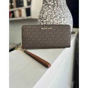 MK JET SET TRAVEL LARGE  PURSE CONTINENTAL  BROWN