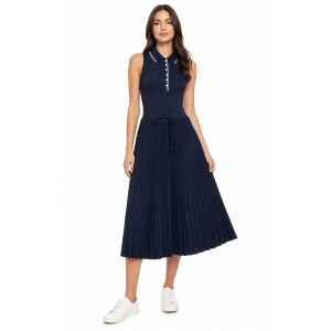 TH PLEATED POLO DRESS NAVY BLUE