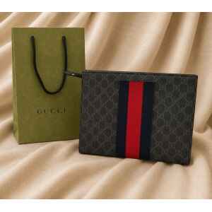 PRE-OWNED GUCCI SHERRY LINE CLUTCH